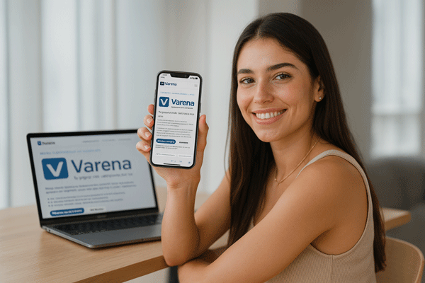 Cliente viendo su nueva página web diseñada por Varena